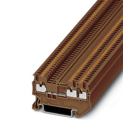 Phoenix Contact Multi-Conductor Terminal Block; PT 1.5/S-TWIN BN ; 15A; 600V; 1-Level; #26 - #14; Push-In Connection; Brown